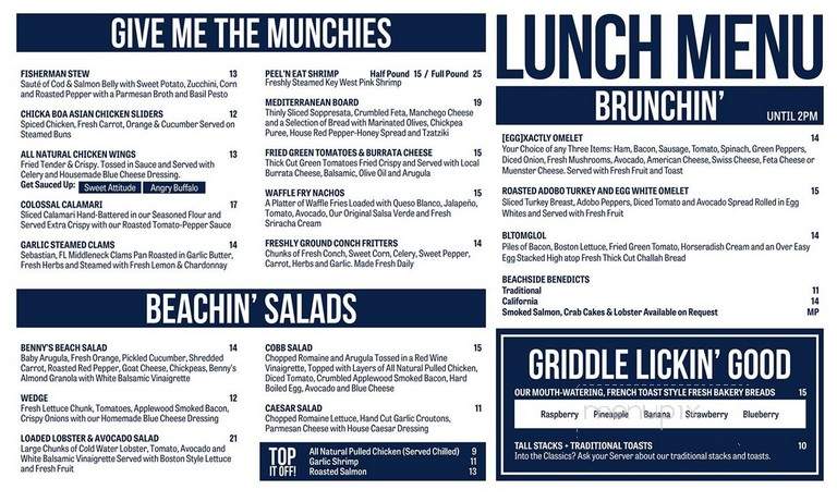 Benny's On The Beach - Lake Worth, FL menu_pic
