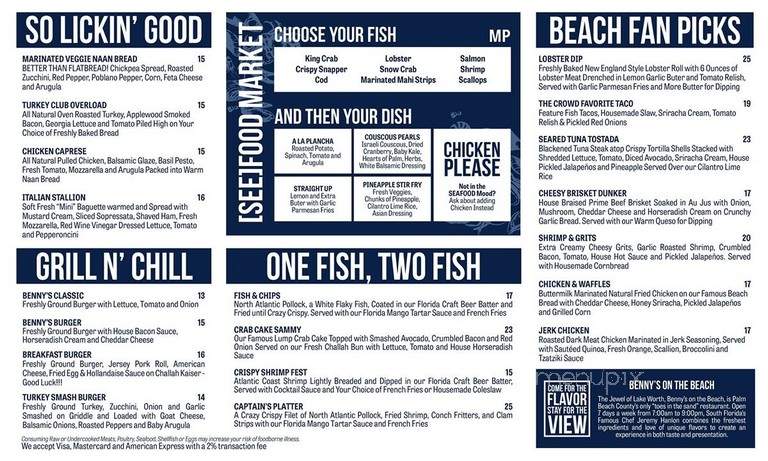 Benny's On The Beach - Lake Worth, FL menu_pic