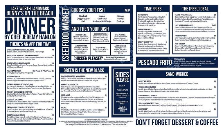Benny's On The Beach - Lake Worth, FL menu_pic