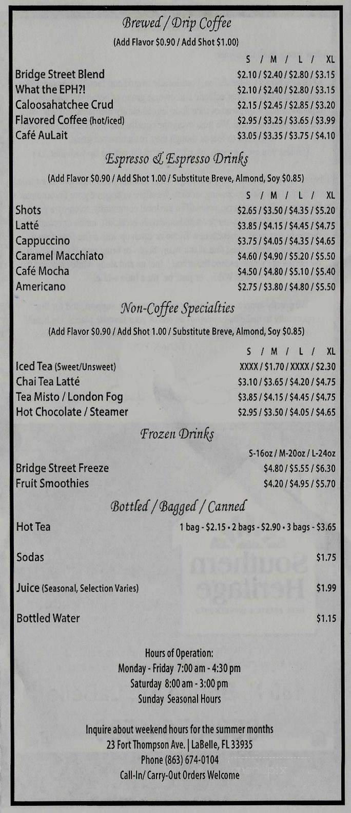 Bridge Street Coffee & Tea Co - Labelle, FL