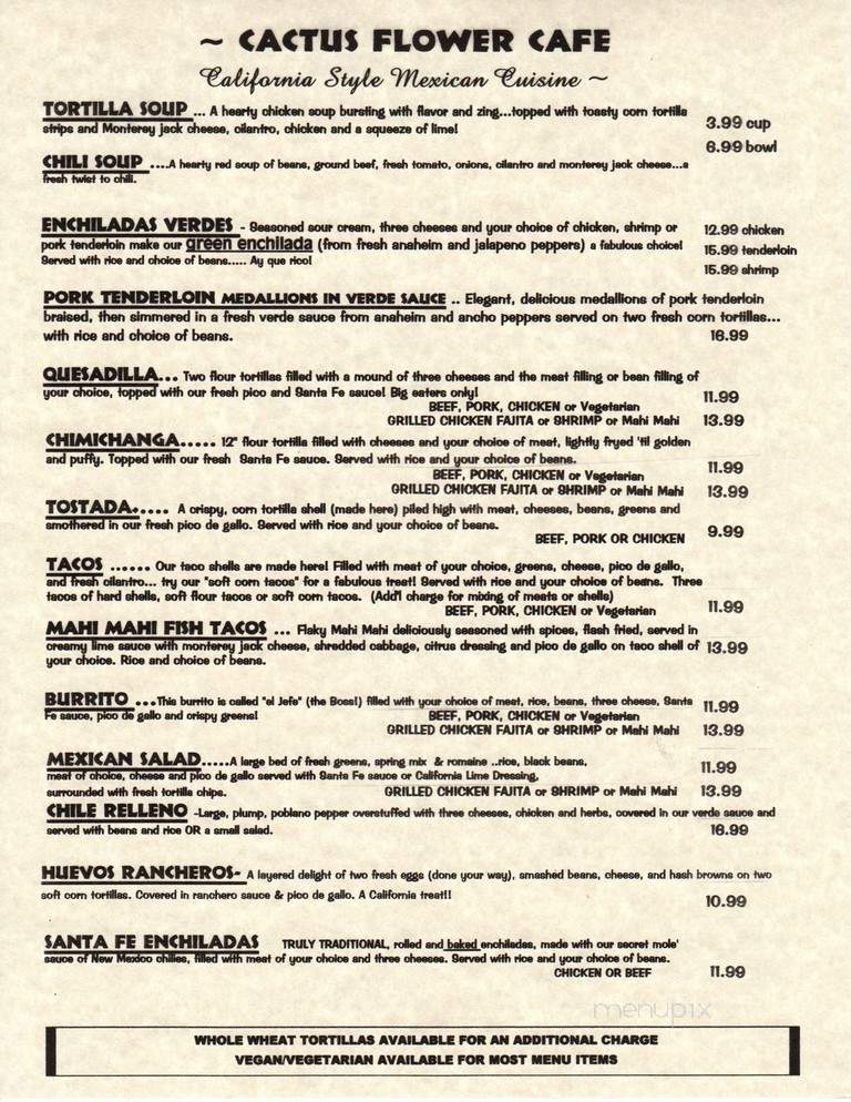 Cactus Flower Cafe - Pensacola, FL menu_pic