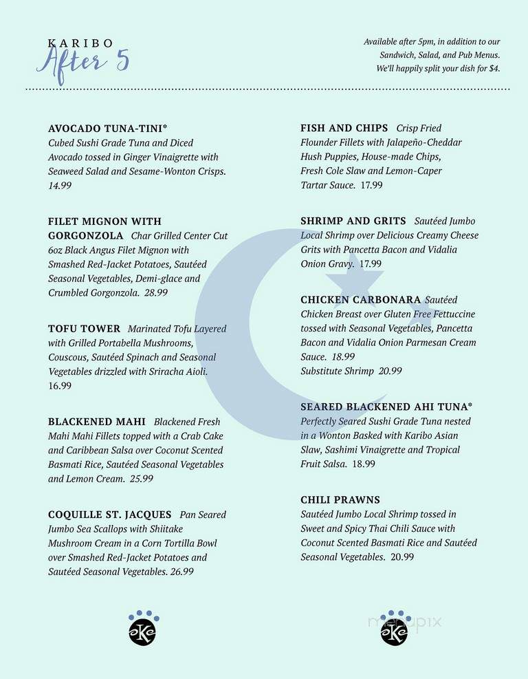 Cafe Karibo - Fernandina Beach, FL menu_pic