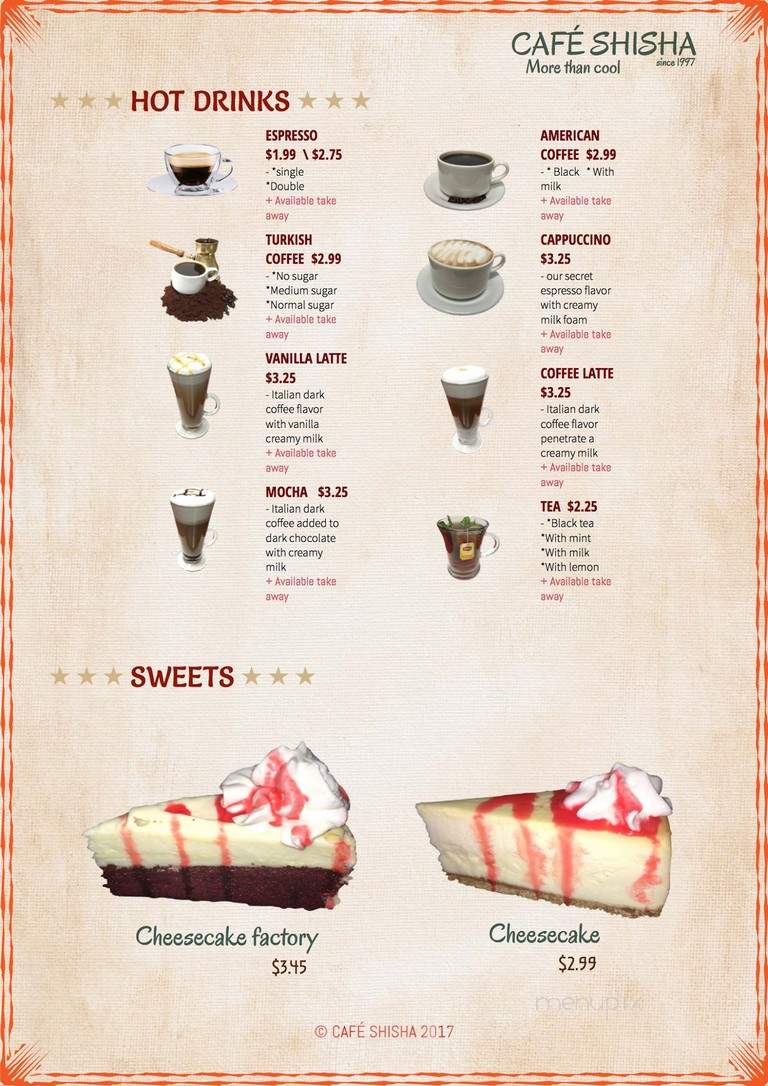 Cafe Shisha - Tallahassee, FL menu_pic