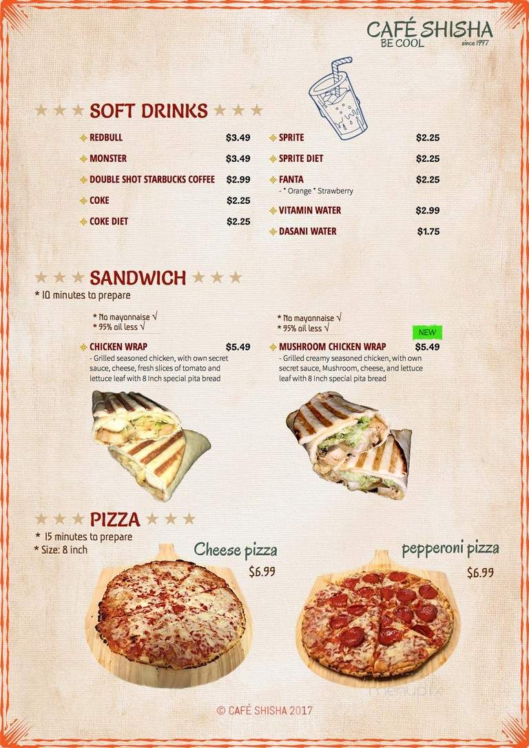 Cafe Shisha - Tallahassee, FL menu_pic