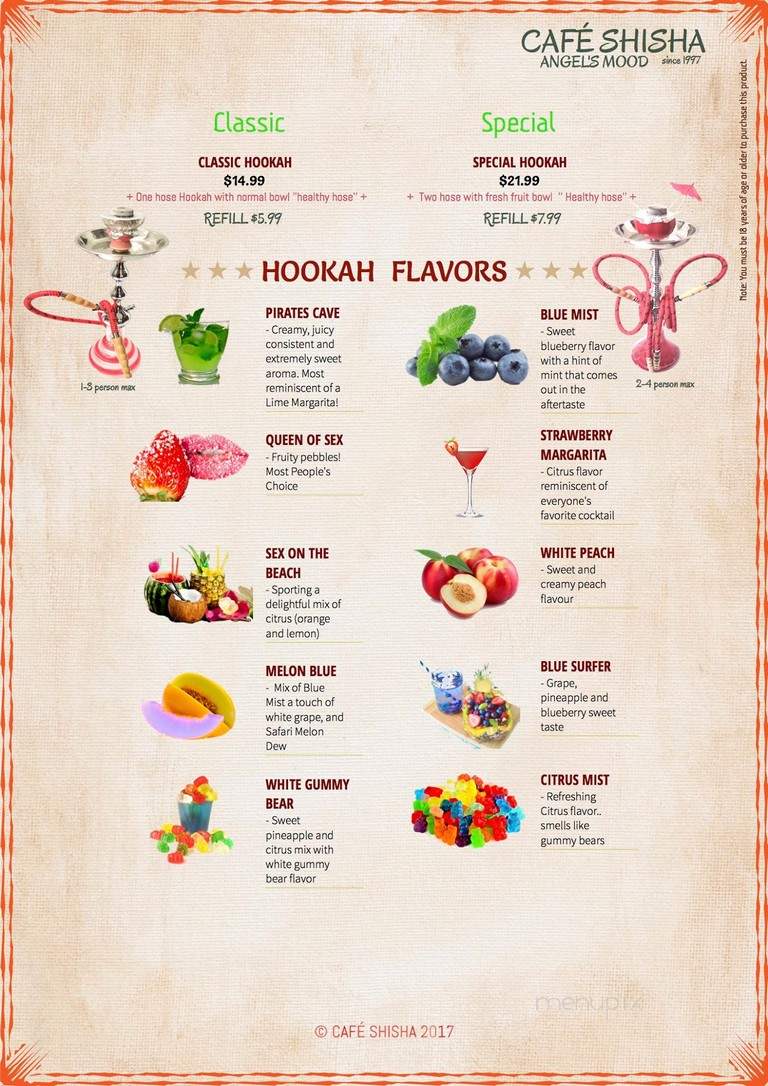 Cafe Shisha - Tallahassee, FL menu_pic
