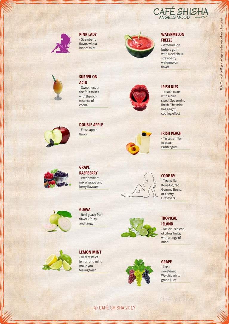 Cafe Shisha - Tallahassee, FL menu_pic