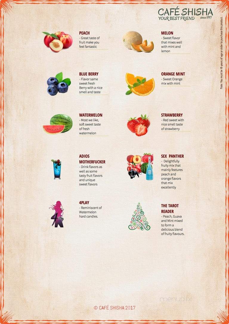 Cafe Shisha - Tallahassee, FL menu_pic