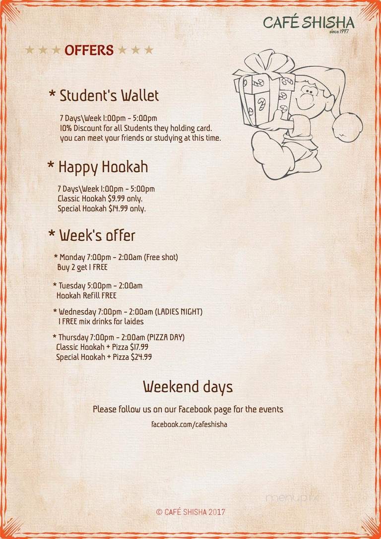 Cafe Shisha - Tallahassee, FL menu_pic