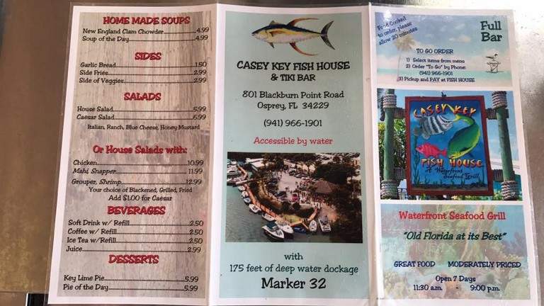Casey Key Fish House - Osprey, FL menu_pic