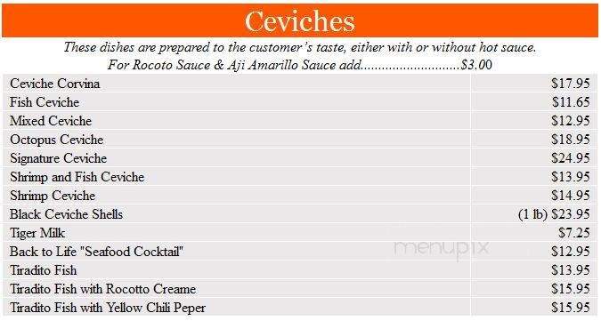 Ceviche House Restaurant - Miami, FL menu_pic