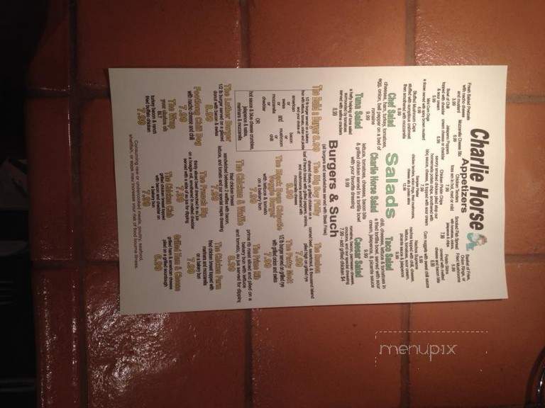 Charlie Horse Restaurant - Ocala, FL menu_pic
