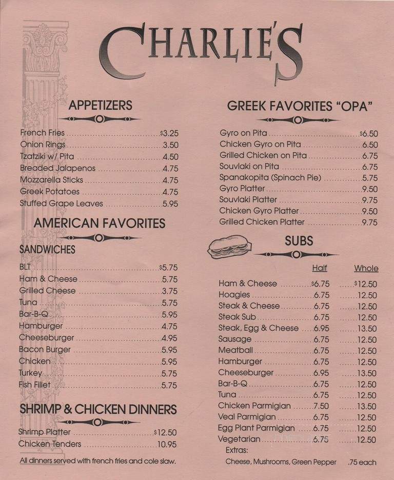Charlie's Family Restaurant - Bradenton, FL menu_pic