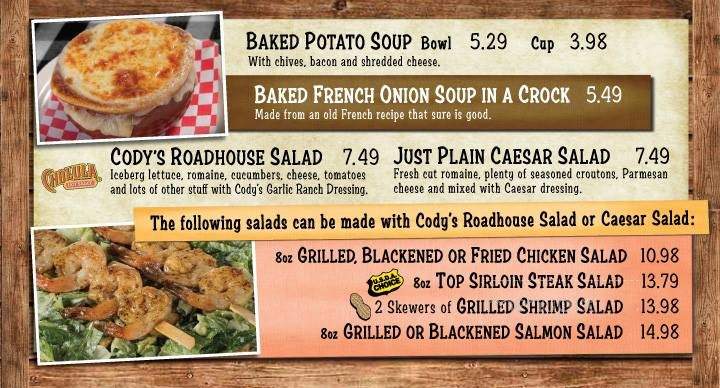 Cody's Original Roadhouse - Bradenton, FL menu_pic