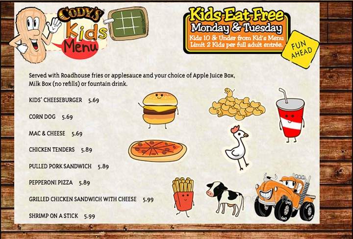 Cody's Original Roadhouse - Bradenton, FL menu_pic
