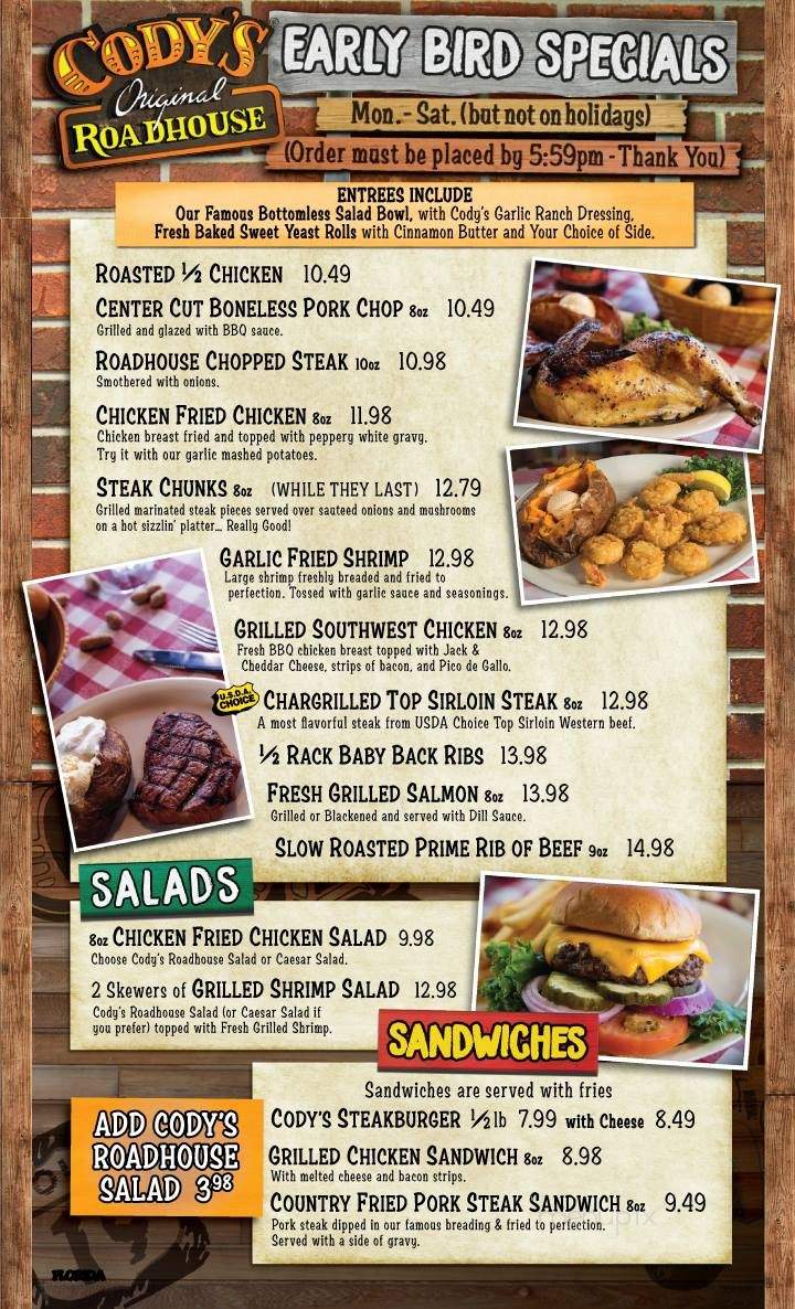 Cody's Original Roadhouse - Bradenton, FL menu_pic