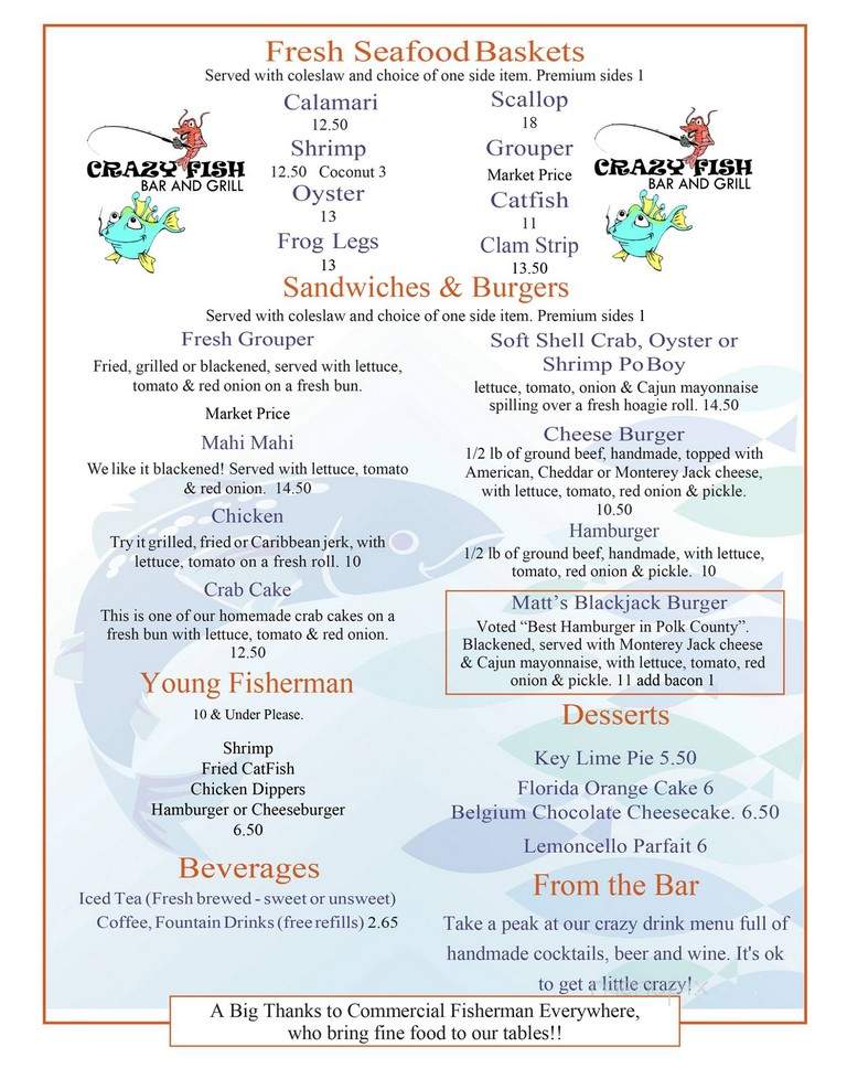 Crazy Fish Bar & Grill - Lake Wales, FL