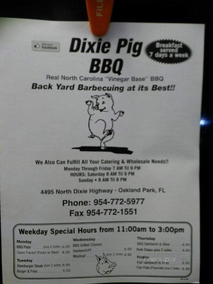 Dixie Pig Bar-B-Q - Oakland Park, FL menu_pic