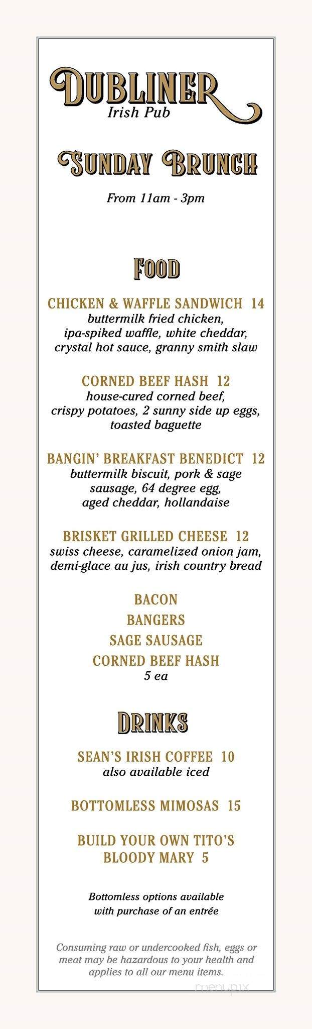 Dubliner - Boca Raton, FL menu_pic