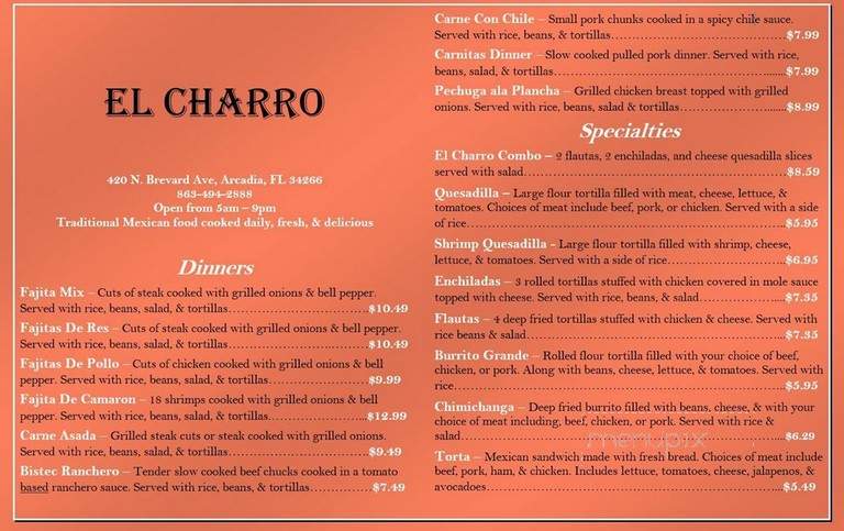 El Charro Mexican Restaurant - Arcadia, FL
