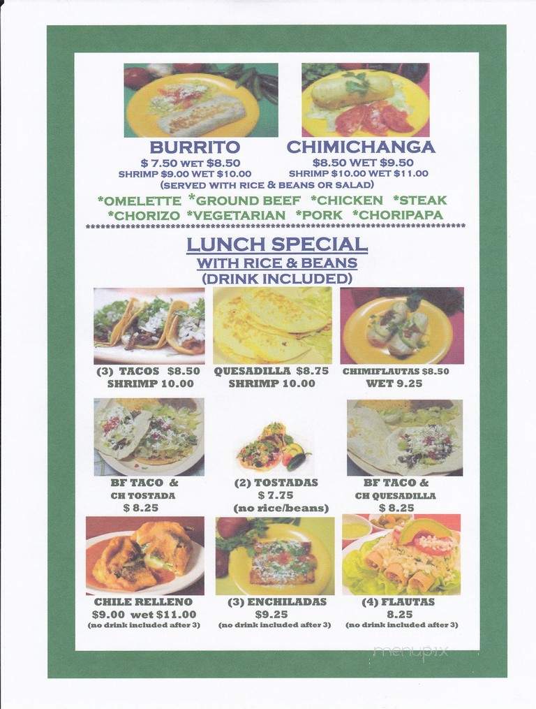 El Korita - Eustis, FL menu_pic