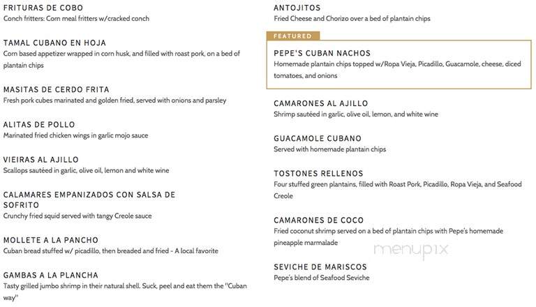 El Meson De Pepe's Restaurant - Key West, FL menu_pic