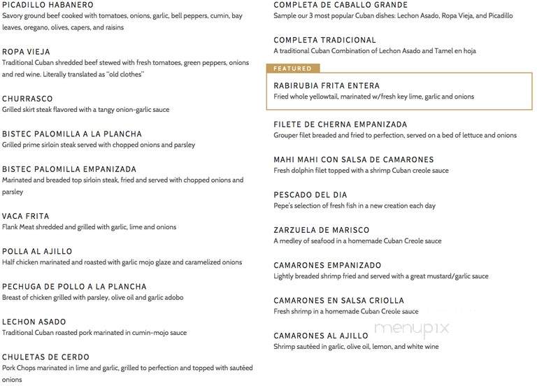 El Meson De Pepe's Restaurant - Key West, FL menu_pic