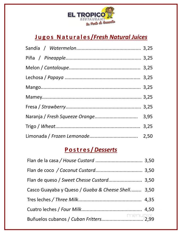 El Tropico Restaurant - Doral, FL menu_pic