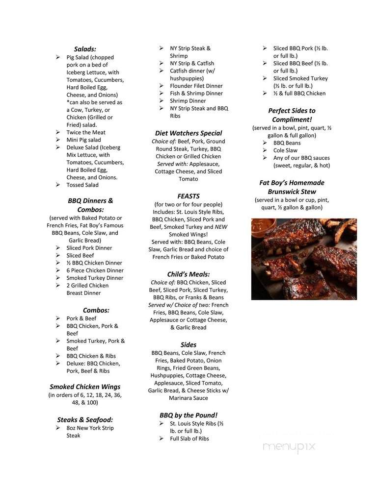 Fat Boys' Bar-B-Q - Lake Wales, FL menu_pic