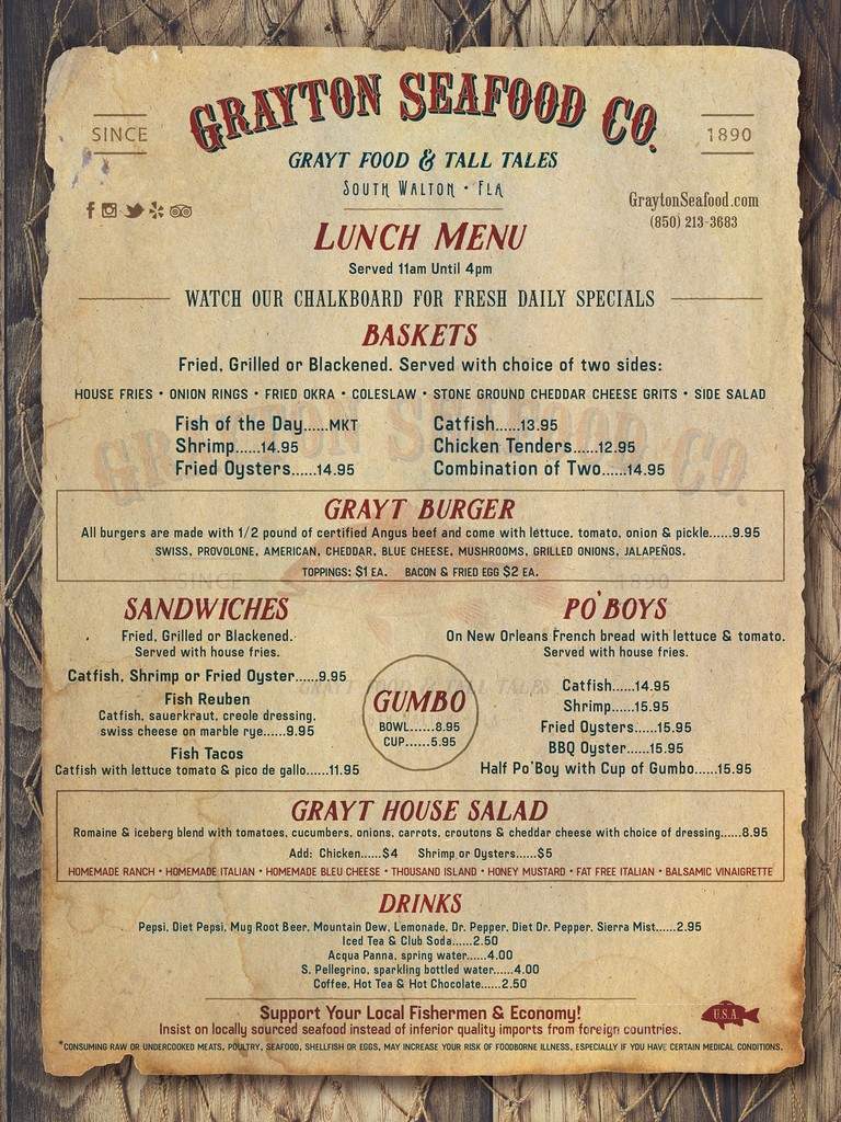Finns - Santa Rosa Beach, FL menu_pic