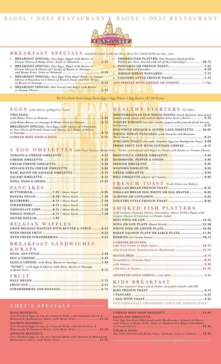 Flakowitz Bagel Inn - Boca Raton, FL menu_pic