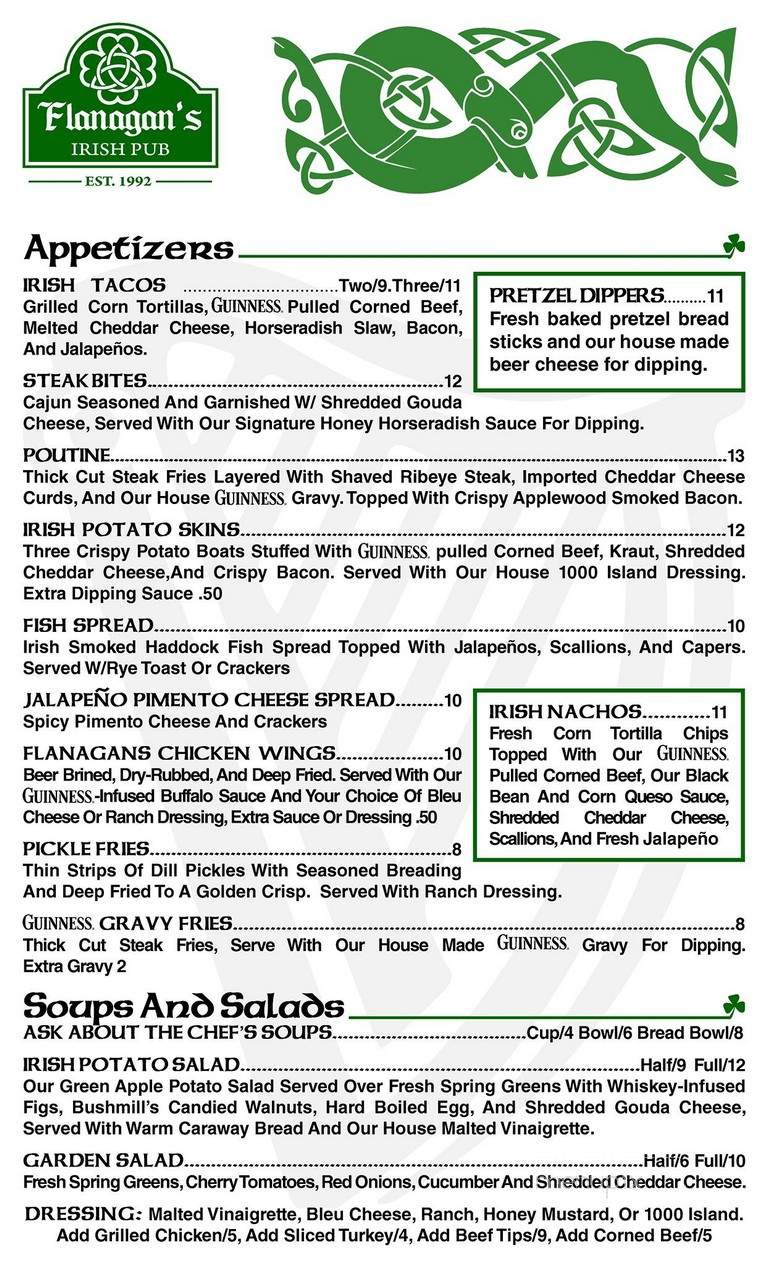 Flanagans Irish Pub - Dunedin, FL menu_pic