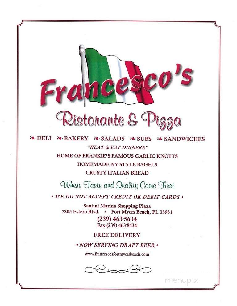 Francesco's Italian Deli - Fort Myers Beach, FL menu_pic