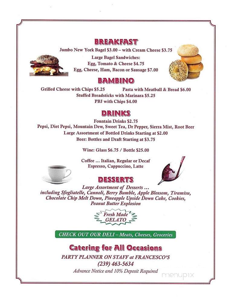 Francesco's Italian Deli - Fort Myers Beach, FL menu_pic