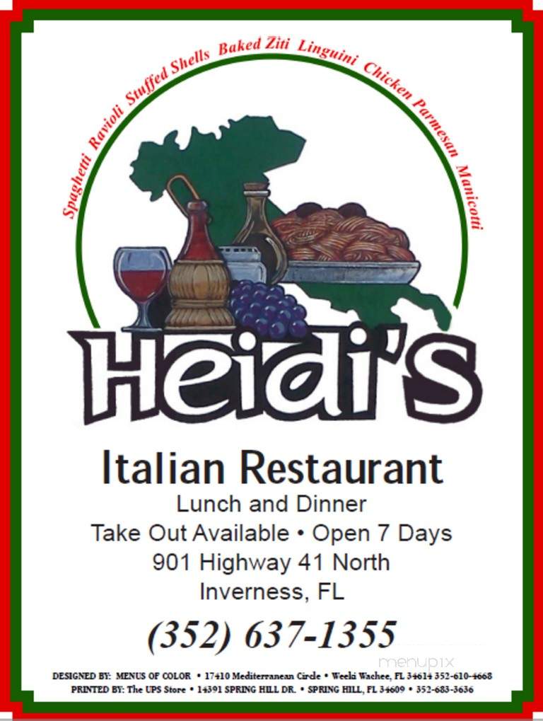 Heidi's Italian Restaurant - Inverness, FL menu_pic