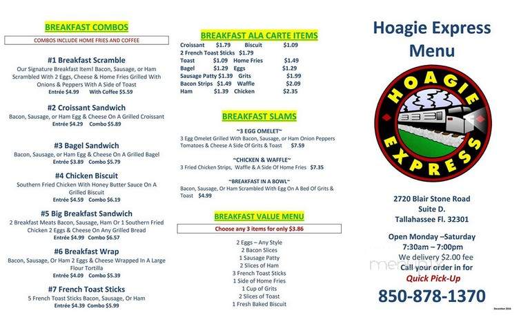 Hoagie Express - Tallahassee, FL menu_pic