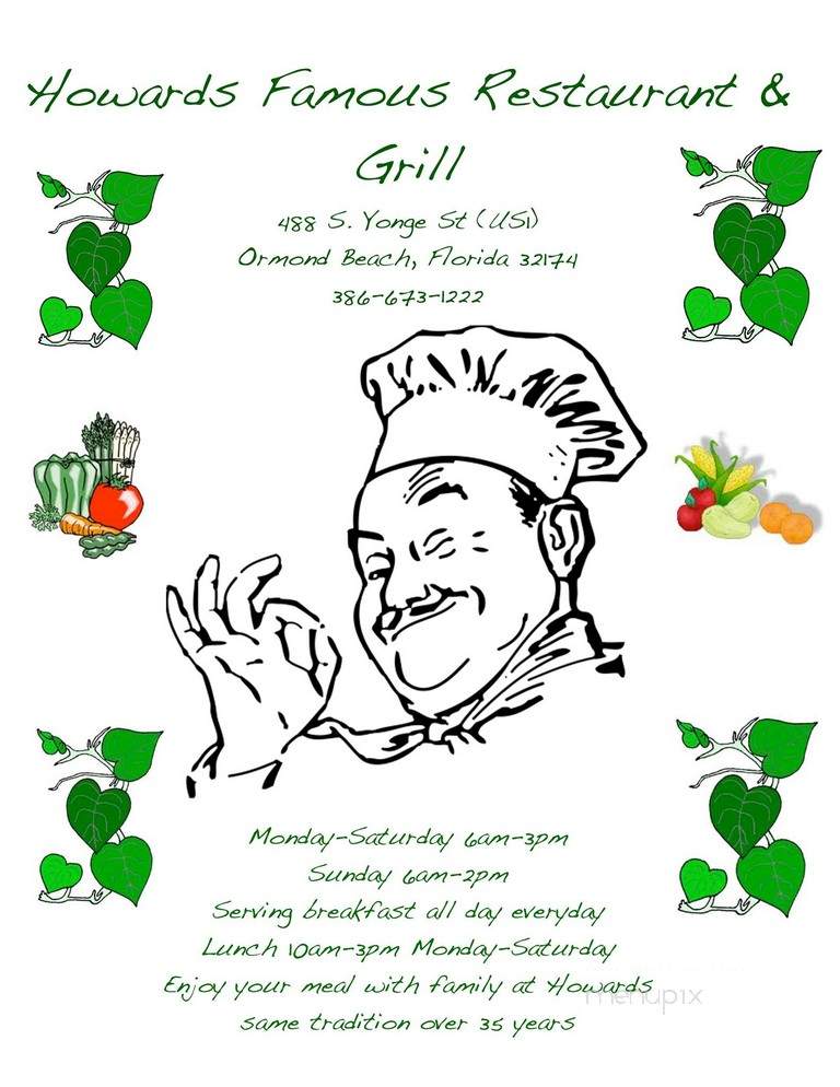 Howard's Restaurant - Ormond Beach, FL menu_pic