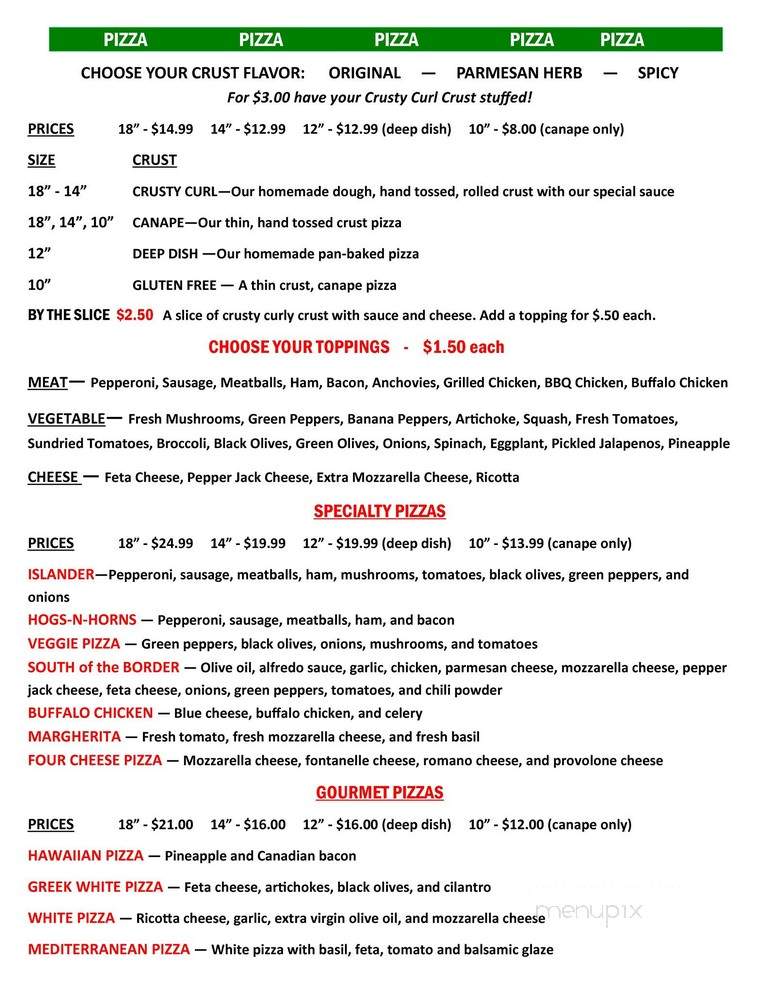 Island Pizza Restaurant - Sanibel, FL menu_pic