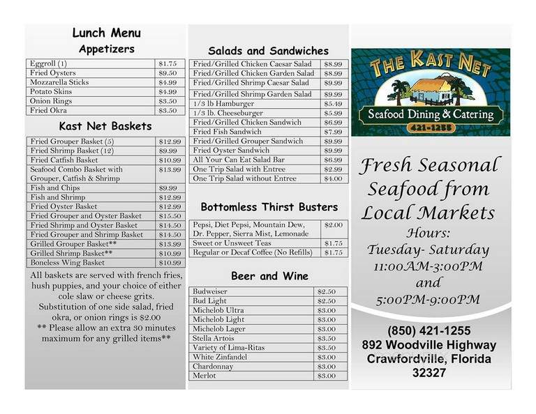 Kast Net - Crawfordville, FL menu_pic
