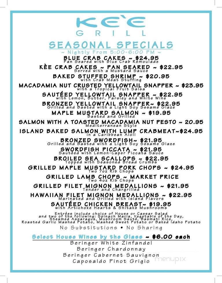 Kee Grill - Boca Raton, FL menu_pic