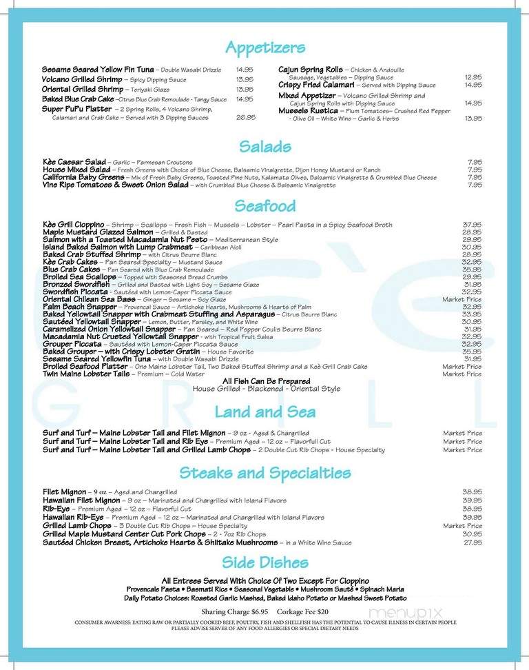 Kee Grill - Boca Raton, FL menu_pic