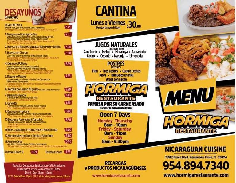 La Hormiga De Oro - Pembroke Pines, FL menu_pic