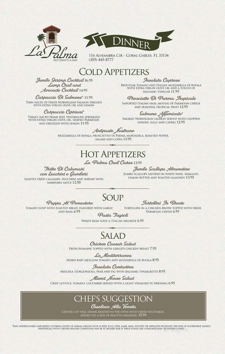 La Palma Restaurant-The Gables - Coral Gables, FL menu_pic