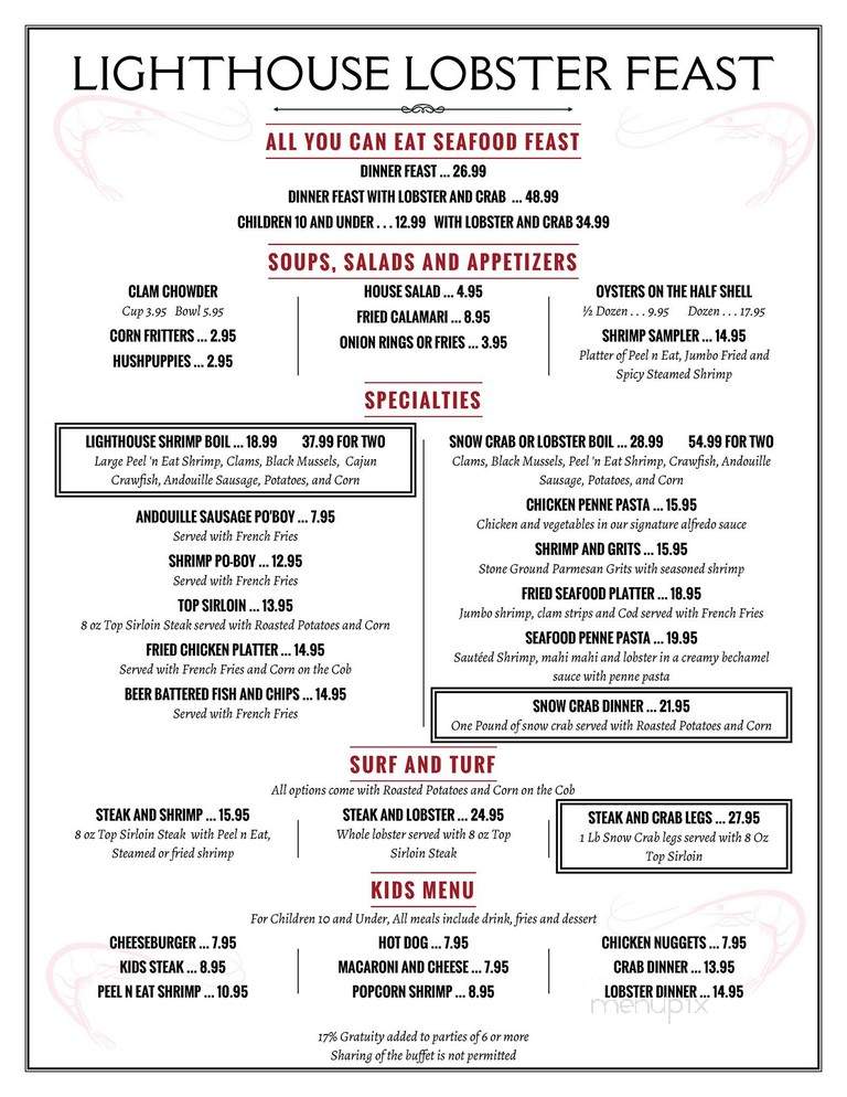 Lighthouse Lobster Feast - Orlando, FL menu_pic