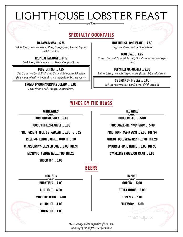 Lighthouse Lobster Feast - Orlando, FL menu_pic