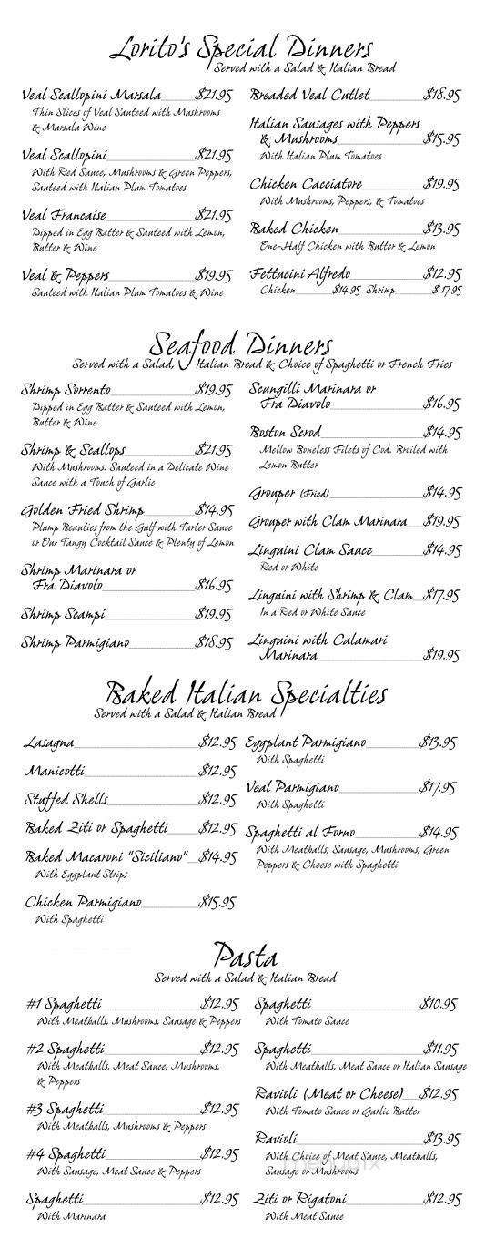 Lorito's Italian Kitchen - Ocala, FL menu_pic