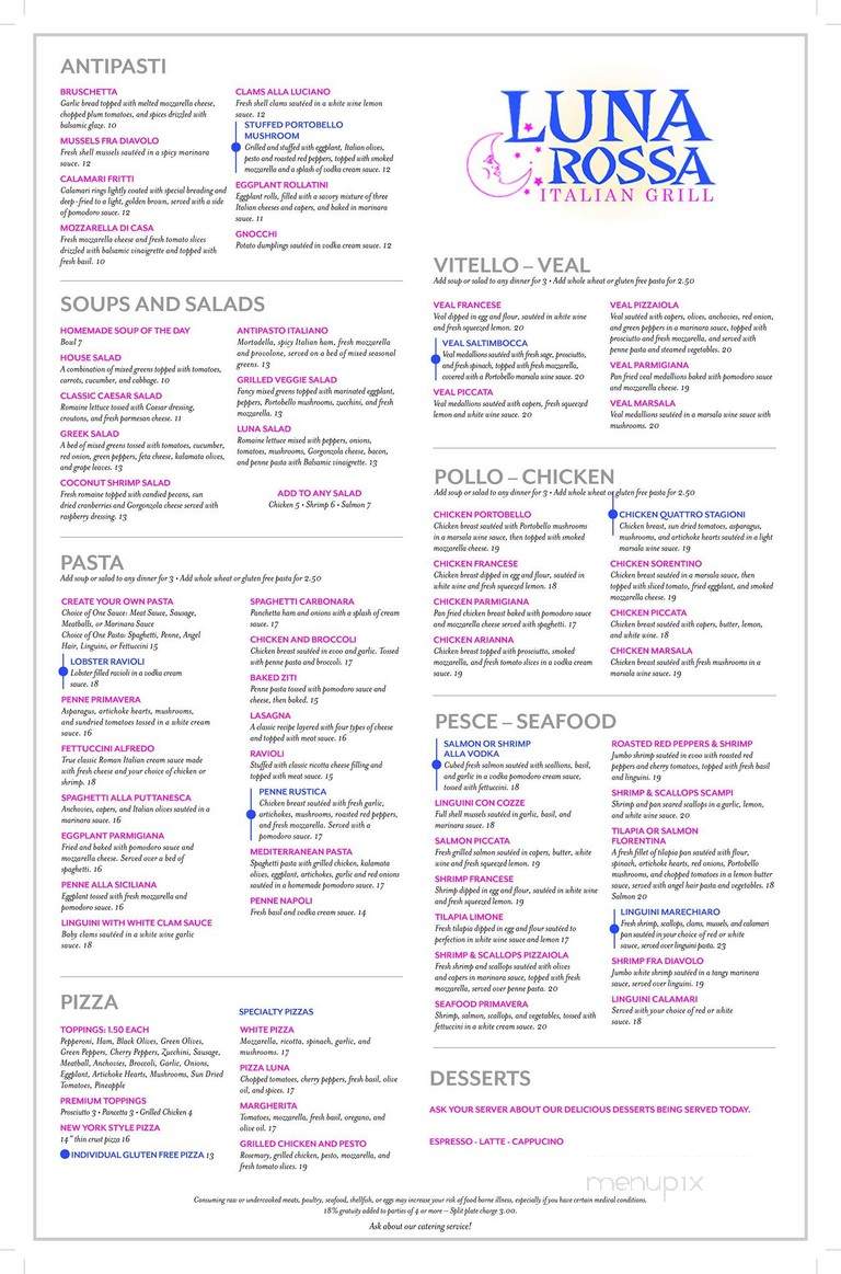 Luna Rossa - Estero, FL menu_pic