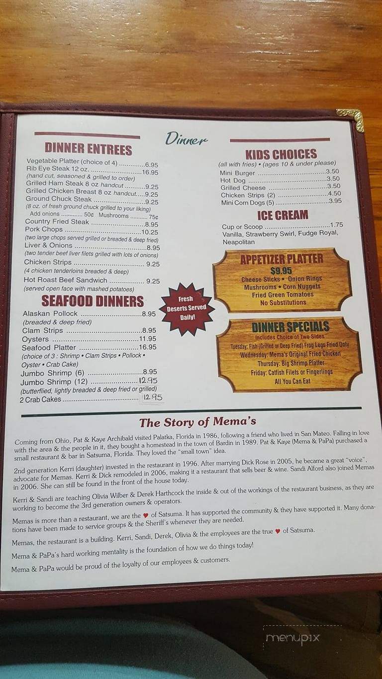 Mema & Co - Satsuma, FL menu_pic