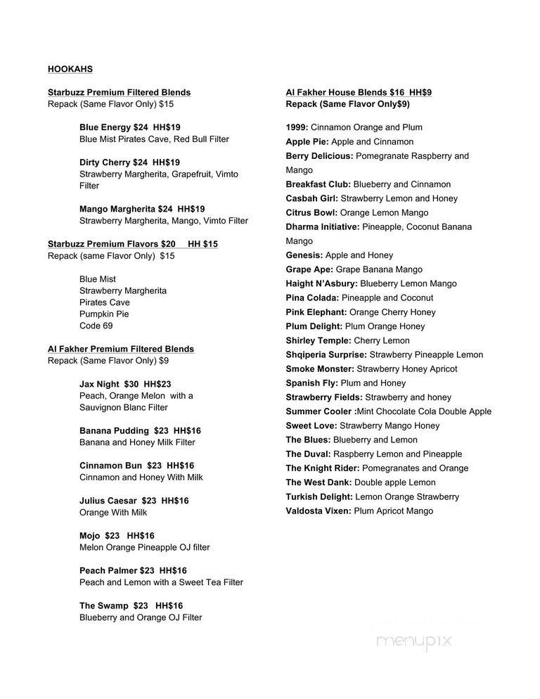 Casbah Cafe - Jacksonville, FL menu_pic