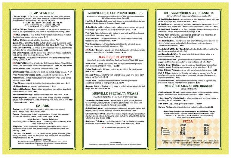 Mudville Grille - Jacksonville, FL menu_pic