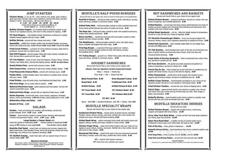 Mudville Grille - Jacksonville, FL menu_pic